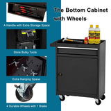 Gornoxblif 5-Drawers Black Tool Chest, 2-in-1 Mechanic Rolling Tool Box Removable Lockable Tool Storage Cabinet, Metal Tool Cart with Drawers and Wheels for Garage, Workshop Gornoxblif