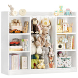 Toddler Stuffed Animal Zoo, Toy Storage Organizer for Playroom, Plush Toy Organizers and Storage, Book Shelf for Kids Rooms, Elastic Band Child Bookcase, Toy Shelf with 8 Storage Cubbies (White) ONBRILL
