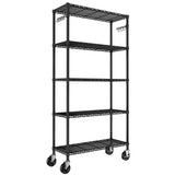Folews Heavy Duty Storage Shelves 5-Tier, Wire Shelving Unit with Wheels & Adjustable Feet Metal Shelf Rack for Garage, Kitchen, Pantry, Laundry Room 400 Lbs Per Shelf - 14x36x75 Folews