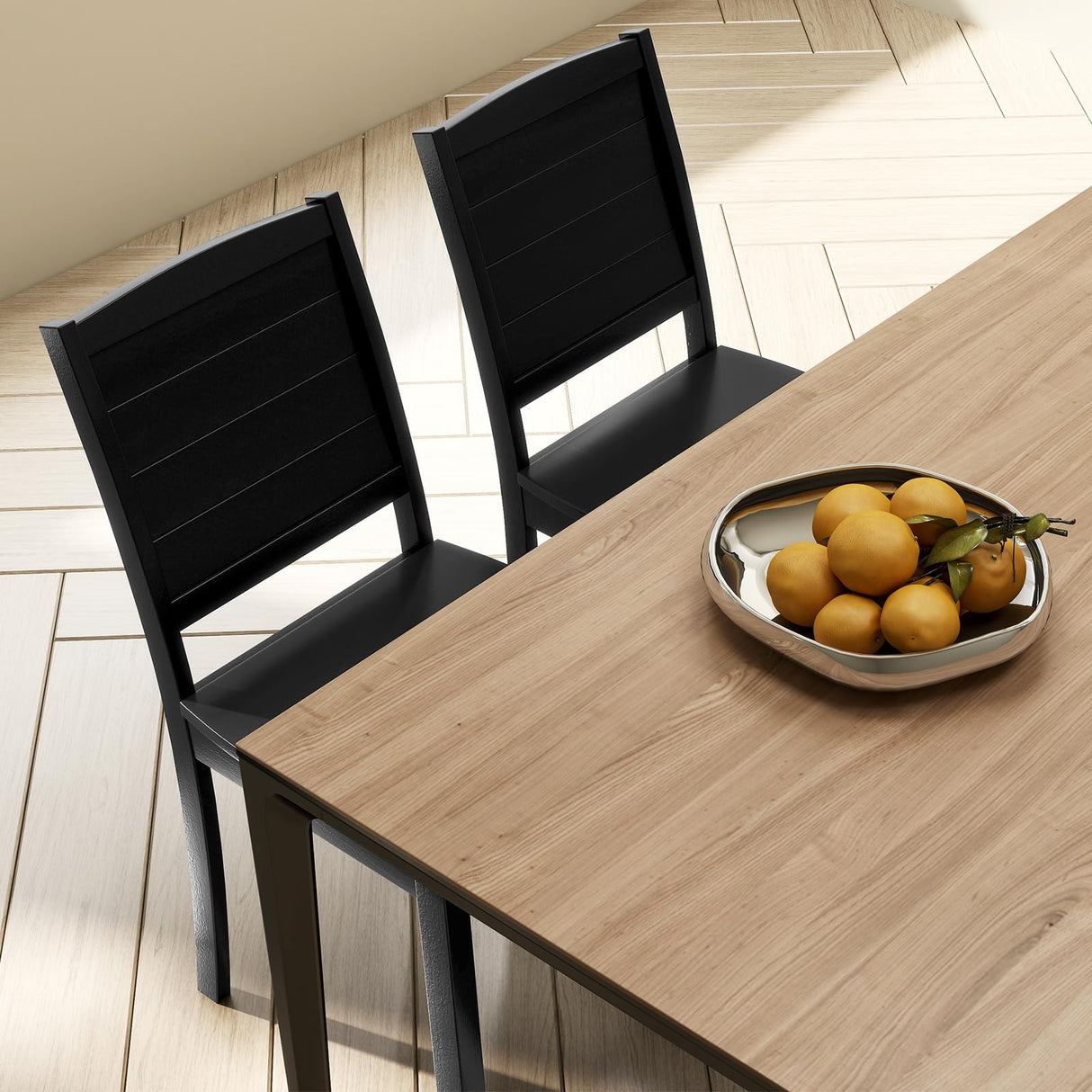 Giantex Wood Dining Chairs Set of 2, Modern Kitchen Chairs w/Rubber Wood Legs, Curved Backrest, Farmhouse Diner Chairs, Wooden Armless Side Chairs for Home Dining, Restaurant, Load 400 LBS, Black Giantex