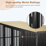 EBE Dog Crate Furniture, 71.6'' Metal Steel Frame Double Dog Kennel with 2 Rooms and Removable Divider, Heavy Duty Dog Crate Table Indoor TV Stand for Small Medium Large Dogs Black EBE