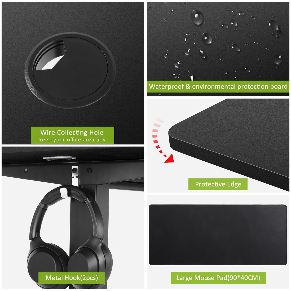 farexon Electric Standing Desk 63 x 24In with Charging Station, Stand up Desk with Oversized Mouse Pad, 2 USB Ports & 3 Power Outlets, 4 Caster, 4 Preset Heights Easy to Set（Black farexon