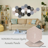 HONORIA 12-Pack Acoustic Panels, Soundproof Wall Panels, Hexagon Self-Adhesive 12"X10"X0.4, High Density Sound Dampening Panels- Camel HONORIA
