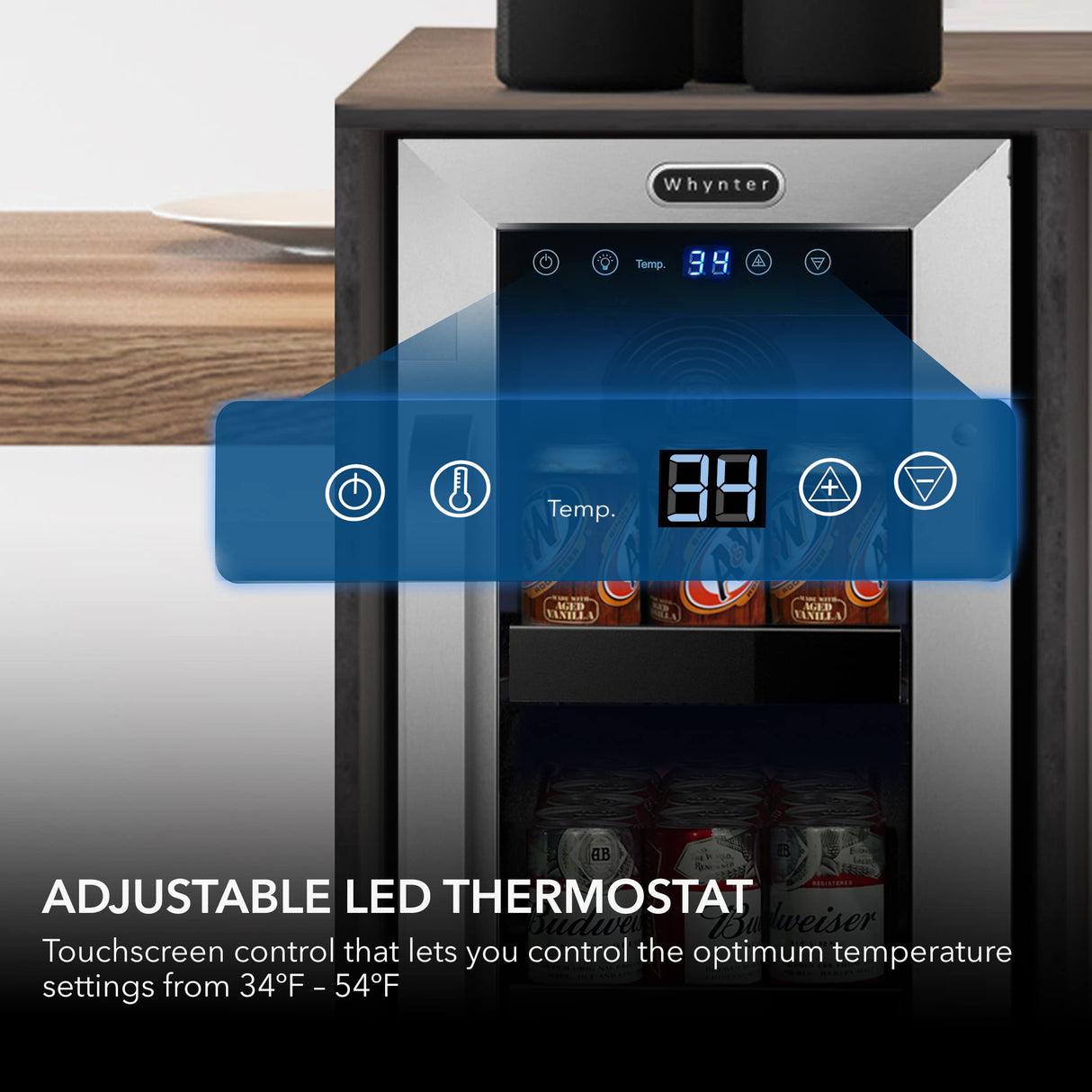 Whynter BBR-638SB Built-in Under Counter 12 inch Beverage Refrigerator and Cooler, Fridge with Glass Door, 2.0 Cubic Feet, Stainless, 75 Capacity, Can Whynter