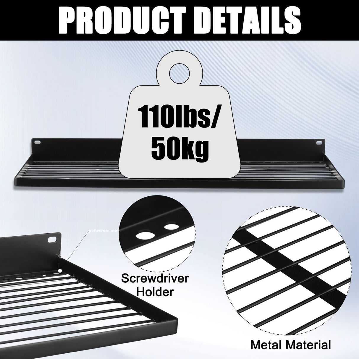 Weysat 2 Pack 24 Inch Slatwall Shelves, Slat Wall Shelf Wire Heavy Duty Garage Storage Slatwall Shelf, Metal Slat Board Accessories for Garage Retail Display Home Storage Weysat