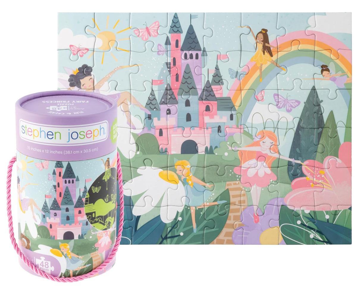 Stephen Joseph, Glow in The Dark Puzzle – Includes 48 Glow in The Dark Puzzle, Jigsaw Puzzle for Girls & Boys 3+ Years, Fairy Princess Stephen Joseph