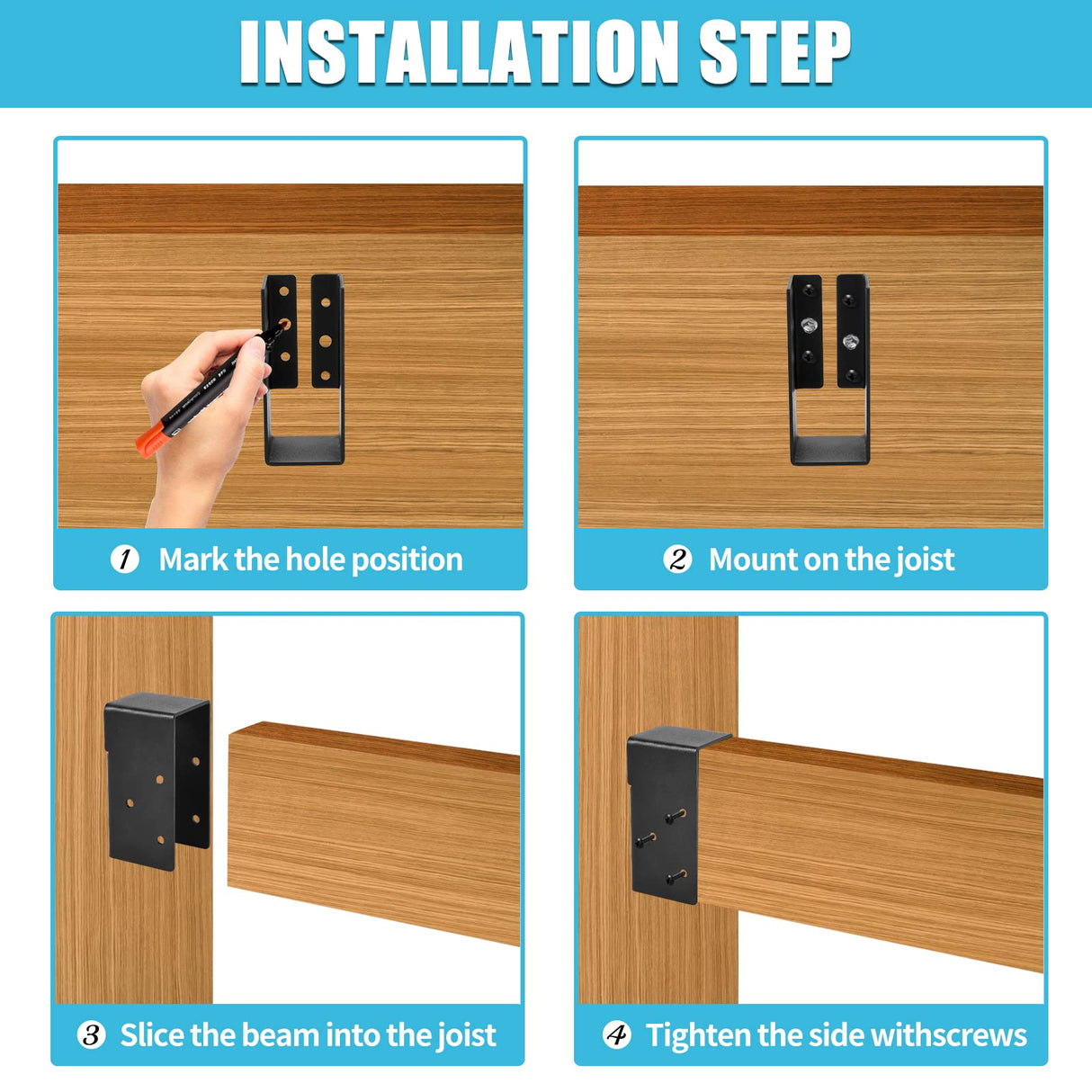 Nrspp Concealed Joist Hangers, 8 Pcs of 2"x4"Outdoor Concealed-Flange，Q235 Steel Plate Powder-Coated Concealed Joist Steel Bracket for 2"x4" Beam Swing Nrspp