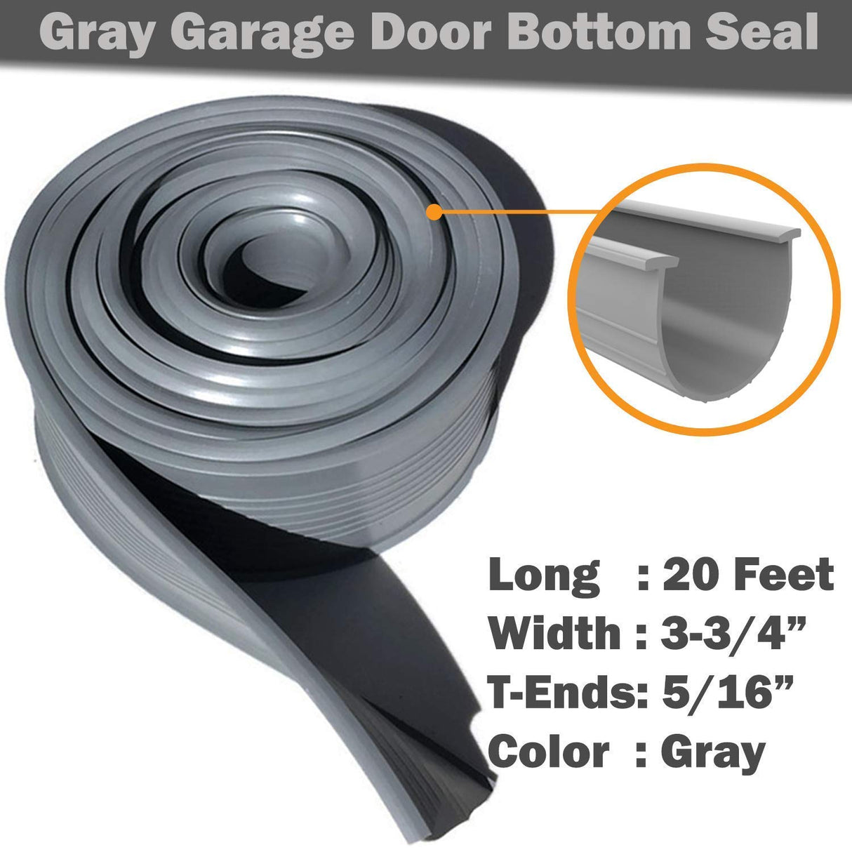 The 2021 Gray Garage Door Bottom Seal | 20 Foot, 3.5-3.75 Inch Width Garage Rubber Replacement Kit | T-Ends (1/4-5/16 Inch) Garage Door Weather Seal Threshold Strip | Easily Cut & Adapt to Doors HOOIMA