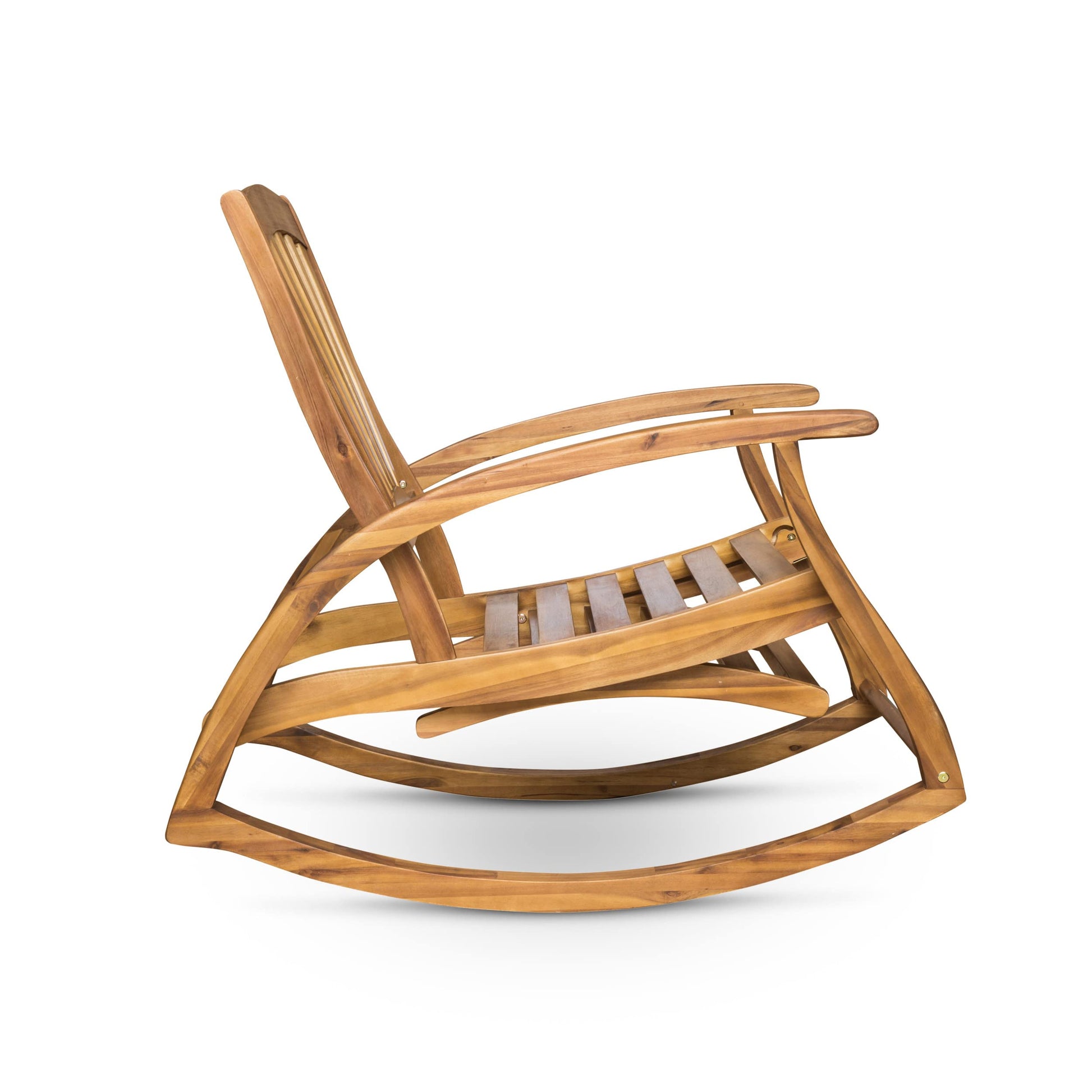 Christopher Knight Home Alva Outdoor Acacia Wood Rocking Chair with Footrest, Teak Finish - WoodArtSupply