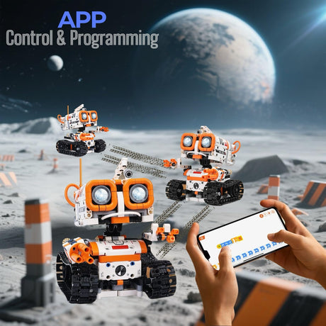 PIVONAX STEM Robotics Kit for Kids Ages 8-12 8-14+, 5-in-1 Remote/APP Control Coding Robot, Educational Engineering Building Toys with Programming, Science Projects Great Gift for Boys & Teens PIVONAX