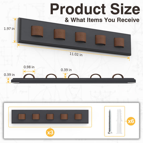 Durmmur 3 Pack Sunglass Organizer, Wall Mounted Sunglasses Organizer, Wooden Glasses Holder Sunglass Holder, Sunglasses Rack for Hanging Your Multiple Eyeglasses, for Wall, Home Decor(Dark Grey) Durmmur