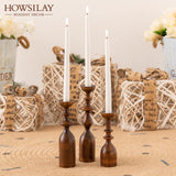 HOWSILAY Candle Holder Wood Candle Holders for Table Centerpiece Candlestick Holders Modern Farmhouse Decor Candlesticks fits 3/4" or 7/8" Taper Candle and Dia 1.5" Led Tea Lights or Pillar Candles HOWSILAY