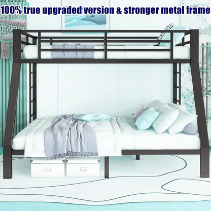 SIGONE Stronger & Safer Metal Bunk Bed Twin XL Over Queen Size Bunkbed, More Stable Heavy Duty Thickened Steel Bunk Queen Bed with Reinforced Legs & Ladders (Easier to Assemble) (Twin XL Over Queen)