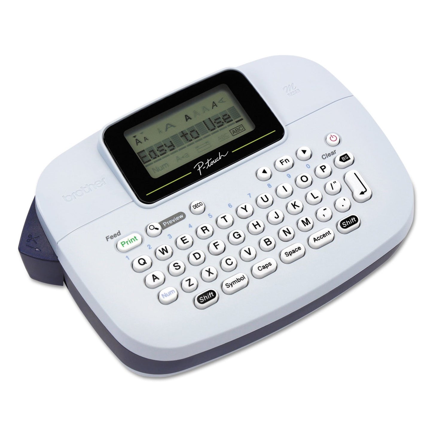 Brother P-Touch, PTM95, Monochrome, Handy Label Maker, 9 Type Styles, 8 Deco Mode Patterns, Navy Blue, Blue Gray