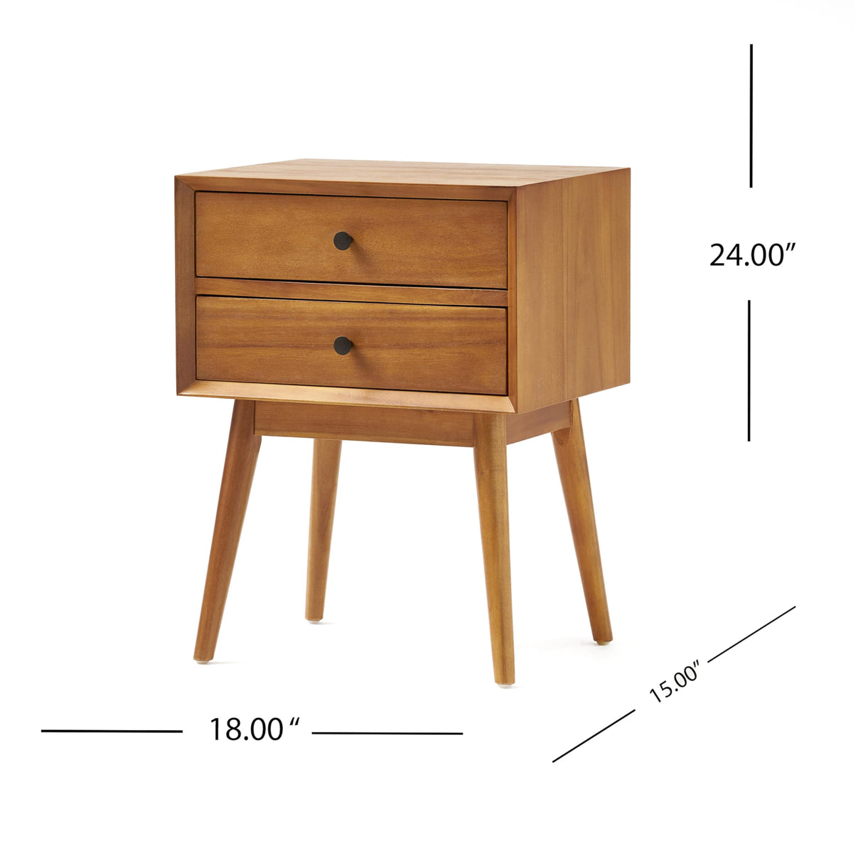 Great Deal Furniture Mid Century Nightstand, Natural GDF Studio
