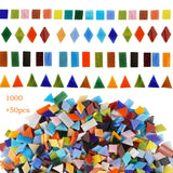 Lanyani 1050 Pieces Mixed Shapes Glass Mosaic Tiles for Crafts, Colorful Stained Glass Pieces for Mosaic Projects Lanyani