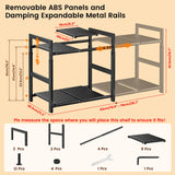Under Sink Organizer and Storage 16.5"-30.7" Expandable Length, Adjustable Height Under Sink Shelf 2 Tier with 11" Removable ABS Panels & Metal Frame for Bathroom Kitchen Pantry Cabitnet Pot and Pan GEMWON