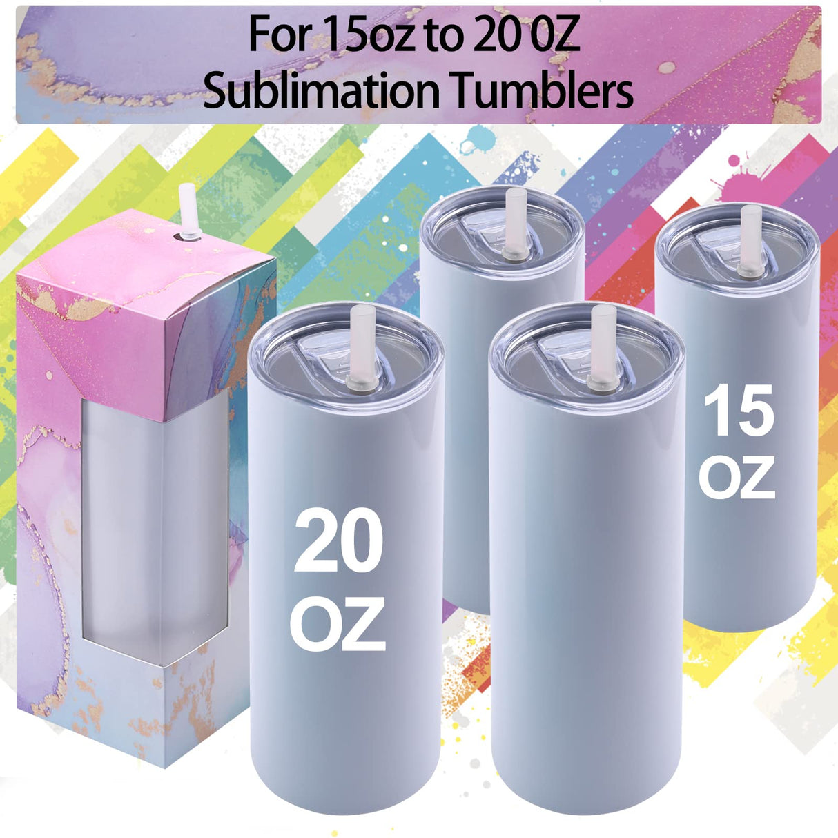 merrisport 12PCS Tumblers Gift Boxes with Ribbon,Sublimation Tumbler Boxes for Packaging 20oz Skinny Straight Tumbler Cup, Birthday Presents Christmas Gift New Year Gift merrisport