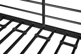 LINKHOO Twin Size Loft Bed with Table & Shelves, Heavy-Duty Metal Bed Frame with 2 Side Ladders, Safety Guardrail for Guest Room, Bedroom, No Box Spring Needed, Black LINKHOO