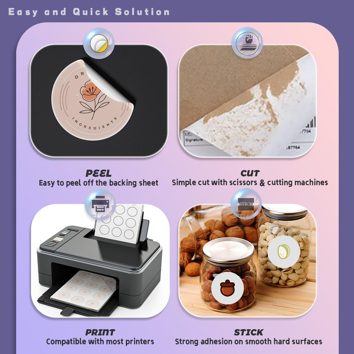 HABGP 2" Round Sticker Labels, Matte Circle Stickers for Inkjet Printer, Printable Blank White Strong Adhesive Labels for Logo, Business, 30 Sheets, 360 Labels habgp