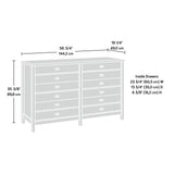 Sauder Cottage Road Dresser, L: 56.77" x W: 19.29" x H: 35.35", Soft White finish Sauder