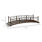 Outsunny 7' Metal Arch Garden Bridge with Safety Siderails, Decorative Arc Footbridge with Delicate Scrollwork S Motifs for Backyard Creek, Stream, Fish Pond, Bronze Outsunny
