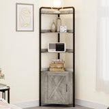 IDEALHOUSE 70.9 Inch Corner Cabinet 5-Tier Tall Corner Cabinet Farmhouse Bookshelves Rustic Storage Rack Industrial Bookcase Plant Stand for Living Room, Bedroom, Home Office, Kitchen IDEALHOUSE