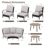 PHI VILLA Half-Moon Patio Furniture Set 8 Piece, Curved Outdoor Sectional Sofa Conversation Sets for 6 Persons with 2 Coffee Table for Garden, Poolside, Balcony, Backyard PHI VILLA