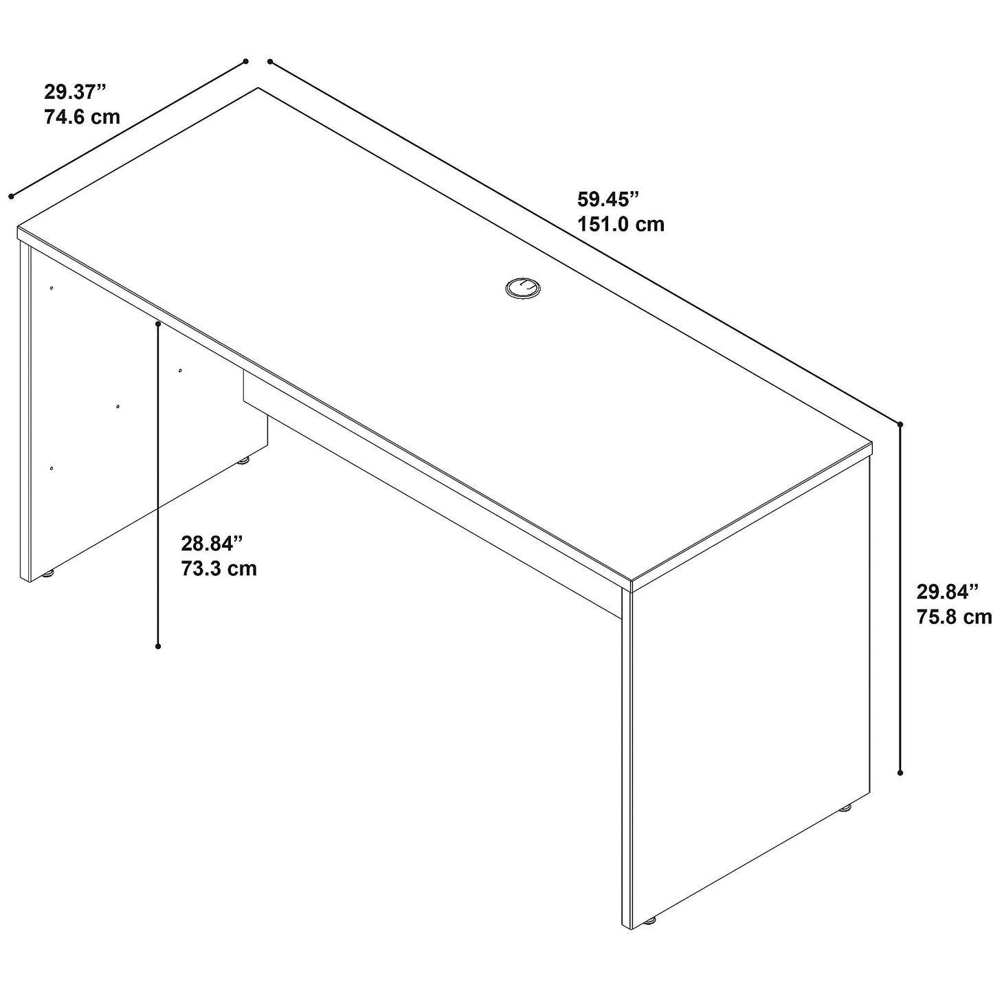 Bush Business Furniture Series C Credenza Desk, Computer Table for Home or Professional Office, 60W x 24D, Hansen Cherry - WoodArtSupply