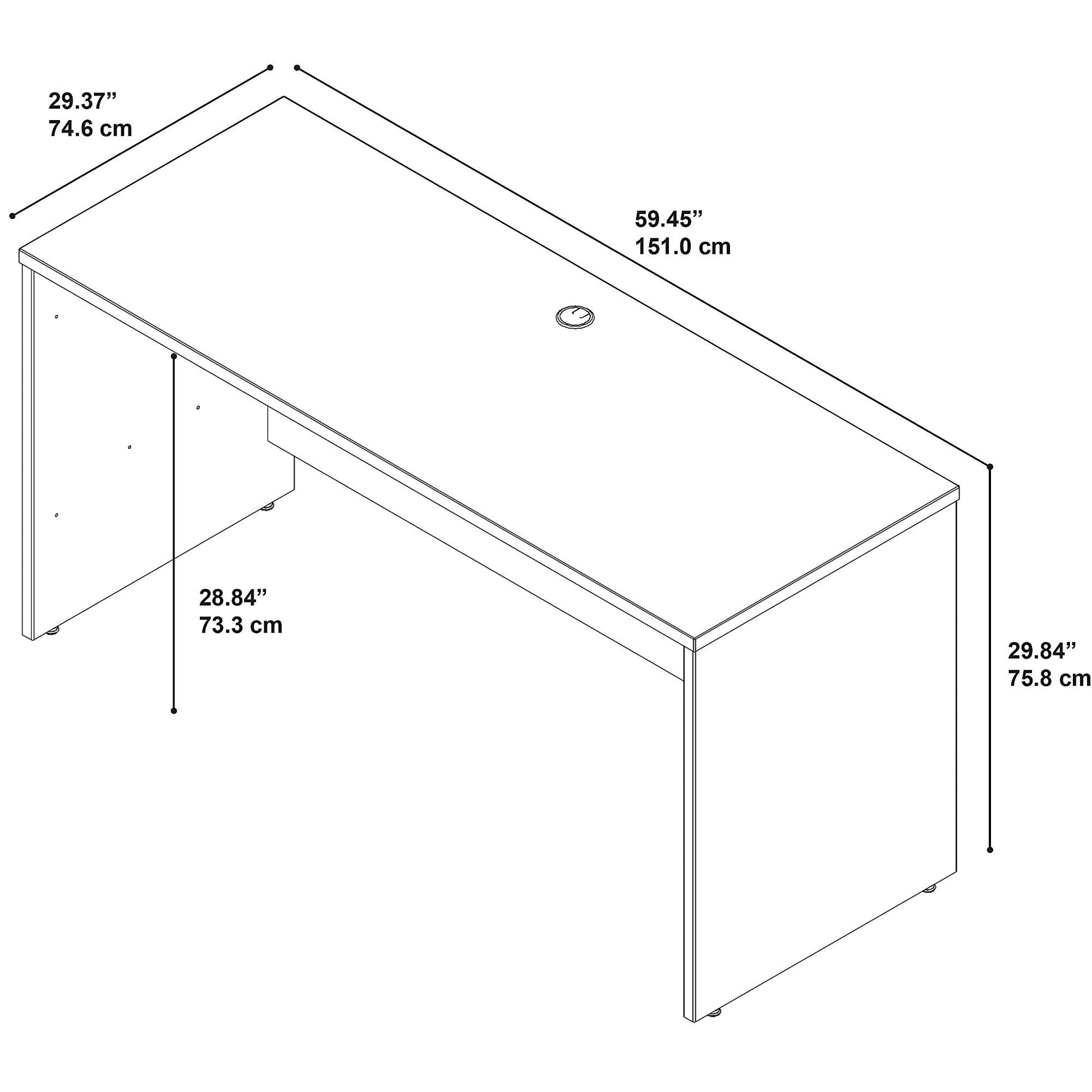 Bush Business Furniture Series C Credenza Desk, Computer Table for Home or Professional Office, 60W x 24D, Hansen Cherry - WoodArtSupply