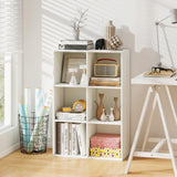 IFANNY 6 Cube Bookcase, Horizontal Bookshelf with 6 Open Cubes, Wood Bookshelves & Bookcases, Modern Display Shelf, Bookshelf for Bedroom, Living Room, Kids Rooms, Study (White, 6 Cubes) IFANNY