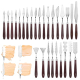 MBAIYO 27 Pcs Palette Knife Set, Stainless Steel Painting Knife Set Wood Handle Palette Knives Paint Spatula Pallet Knives for Acrylic Paint Tools for Canvas Oil Painting Mixing and Texturing MBAIYO