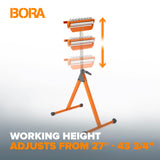 BORA Portamate PM-5093 Tri Function Pedestal Roller 11.25" Polished Steel Roller, Ball Bearing Multi-Directional Rollers Bora