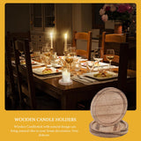 OSALADI 2pcs Rustic Wooden Candle Holder Farmhouse Tealight Candle Plate Pillar Candle Tray Coffee Table Centerpieces Plant Saucer Succulent Pot Wood Discs OSALADI