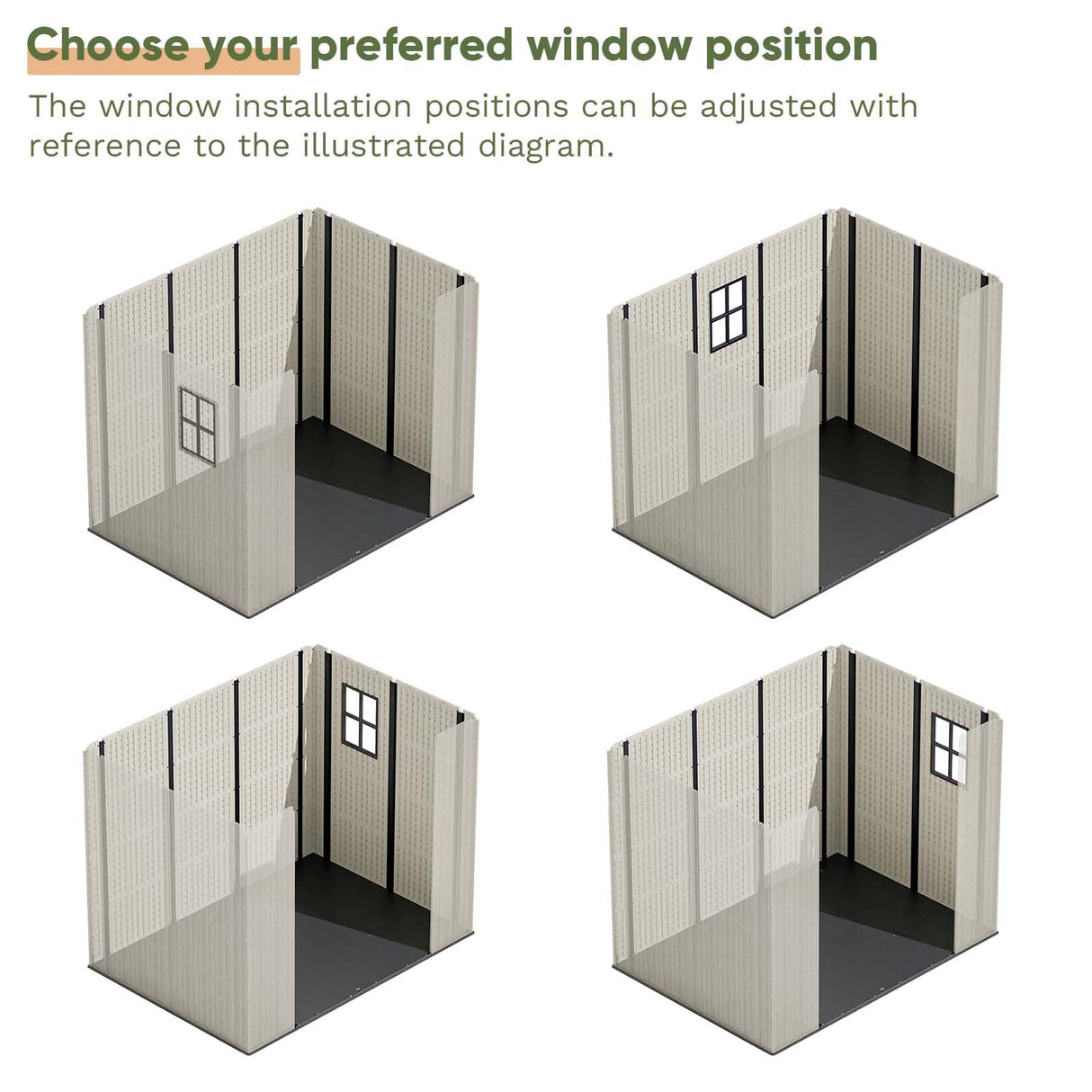 Patiowell 8 x 6 FT Plastic Outdoor Storage Shed with Floor, Resin Shed with Window and Lockable Door for Garden, Backyard, Tool Storage Use, Easy to Install in Beige (Kick-it Shed) Patiowell