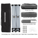 OASISHOME Pop-up Gazebo Instant Portable Canopy Tent 10'x20', with 6 Removable Sidewalls, Windows, Stakes, Ropes, Carrying Bag, for Patio/Outdoor/Wedding Parties and Commercial Events (10x20, Grey) OASISHOME