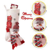 19-Inch Large Velvet Christmas Stockings Pack of 3, Santa, Snowman & Reindeer Fireplace Hanging Stockings, Plush Velvet Christmas Stockings, Plush Christmas Stocking with 3D Figurines & Snowflake masteymoh