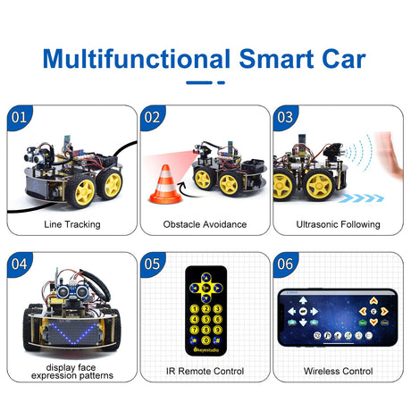 KEYESTUDIO Smart Car Robot,4WD Programmable DIY Starter Kit for Arduino for Uno R3,Electronics Programming Project/STEM Educational/Science Coding Kit for Teens Adults,15+ KEYESTUDIO