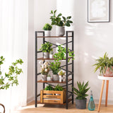 Yoobure 4 Tier Bookshelf - Small Book Shelf Industrial Bookcase, Narrow Book Case Book Storage Organizer for CD/Movie/Book, Bookshelves for Bedroom Office Living Room Berry Brown Yoobure