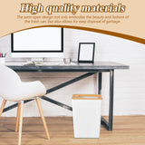 Suclain 2 Pcs Slim Trash Can 2.3 Gal, Small Wastebasket with Semi Open Bamboo Lid Plastic Waste Basket Rectangular Garbage Container Bin Trashcan for Bathroom Bedroom Kitchen Office Living Room Home Suclain