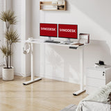 SANODESK Electric Standing Desk 63x24 Inch Height Adjustable Stand Up Desk Home Office Computer Workstation Sit Stand Home Office Desk with Splice Board (White Frame + White Top) SANODESK