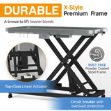 Professional Electric Dog Grooming Table - Heavy Duty, Height Adjustable Pet Grooming Table w/Leveling Wheels, Dog Grooming Arm, Anti Slip Tabletop & Tool Organizer/Dog Grooming Station (49", BLACK) KANIS