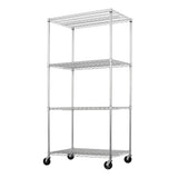 SafeRacks - NSF Certified Storage Shelves, Zinc, Heavy Duty Steel Wire Unit with Wheels and Adjustable Feet, Garage or Bakers Rack, Kitchen, Pantry Shelf - (36"x24"x72" 4-Tier) (Silver) SafeRacks