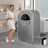 Portable Steam Sauna, Personal Sauna for Home,Steam Sauna,Sauna Box Sauna Tent with 3L Steamer, UV Atomization, Cycling Timer and 9 Levels - Silver Saupaolo
