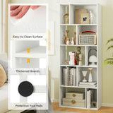 Nightcore 63” Tall Freestanding Display Shelf, 5-Tier Geometric Bookcase with 10 Storage Cubbies, Anti-toppling Devices, Modern Bookshelf for Living Room, Bedroom, Home Office, White WoodArtSupply