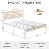 VECELO Full Bed Frame with Wooden Headboard and Footboard, Heavy-Duty Platform Frames with Metal Slats Support System, 12 inch Under-Bed Storage, No Box Spring Needed, Natural Maple VECELO