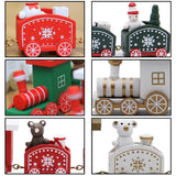 Happy Trees 3 Pcs Wooden Mini Train Decor Set for Christmas Party, Snowman Ornament Gift Home Decoration Happy Trees