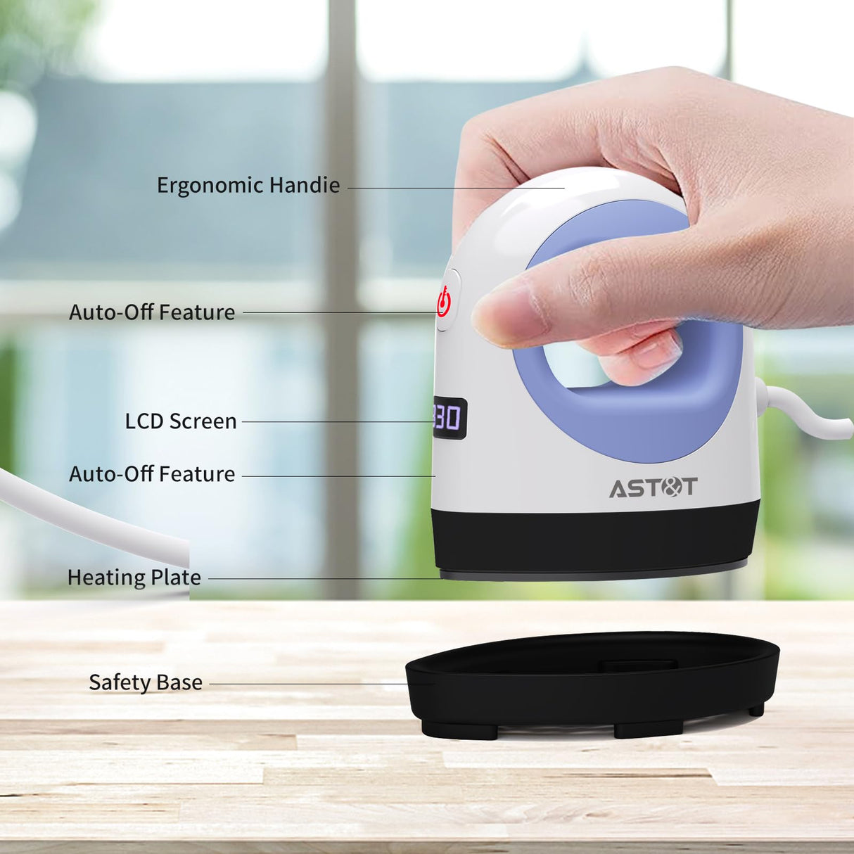 Heat Press Mini Heat Press Machine, Small Heat Press for T Shirts, Hats, Heating Transfer Projects,14 Levels Temperature Setting (White&Purple) AST&T