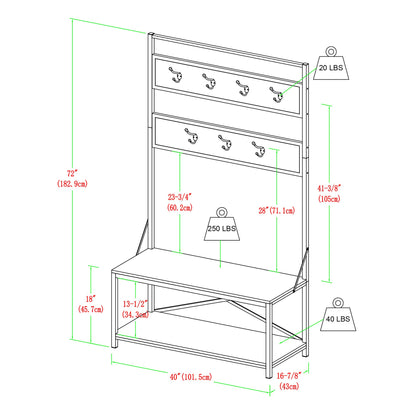 Walker Edison August Modern Farmhouse X Back Hall Tree with Bench, 72 Inch, Grey Wash