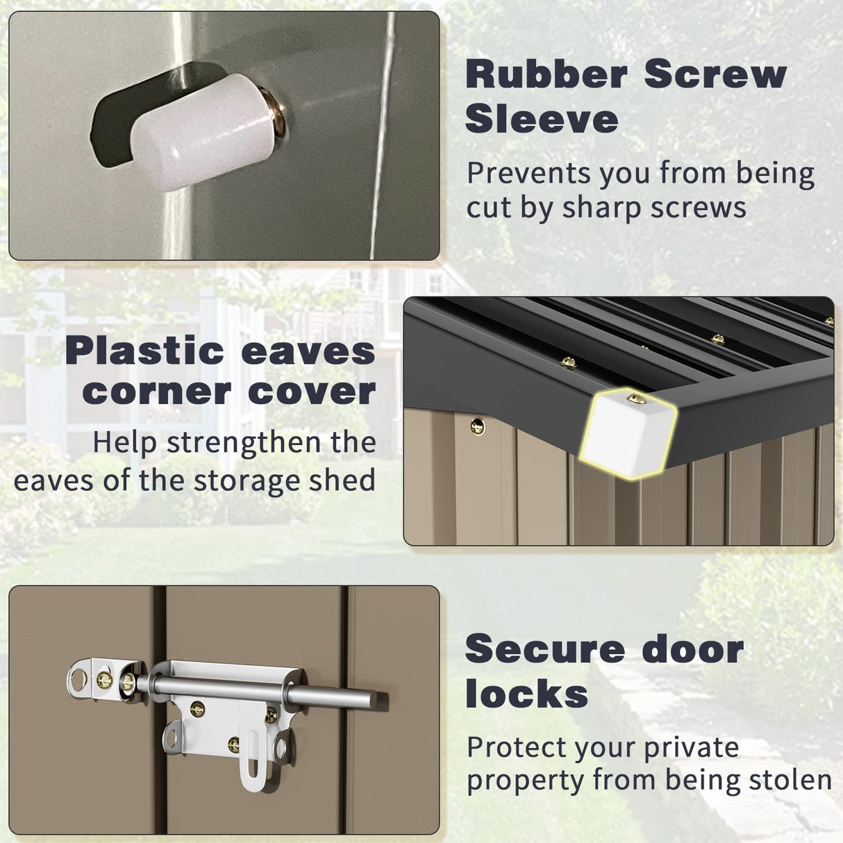 Greesum Metal Outdoor Storage Shed 6FT x 4FT, Steel Utility Tool Shed Storage House with Door & Lock, Metal Sheds Outdoor Storage for Backyard Garden Patio Lawn (6' x 4'), Brown Greesum